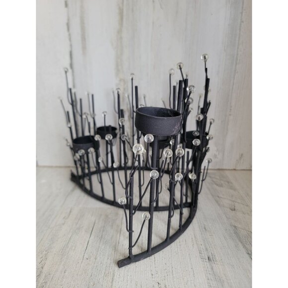 Metal unique black branch tree line tealight candle holder - Picture 5 of 6